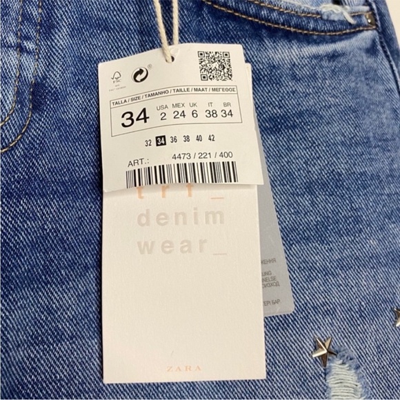 Zara Star Studded Jeans 2 NWT Blue - Picture 7 of 15